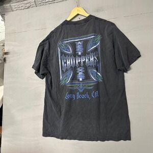 West Coast Choppers Jesse James Vintage T-Shirt Faded Black Iron Cross Y2K Large